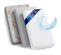 Sheet for Moses Basket Bassinet Crib and Fitted Set of 3: 50x83 cm - 2x Sheets + 1x Waterproof Mattress Protector Set Pram Bed Baby Cot Liner Cover Breathable 50 x 83