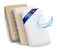 Sheet for Moses Basket Bassinet Crib and Fitted Set of 3: 50x83 cm - 2x Sheets + 1x Waterproof Mattress Protector Set Pram Bed Baby Cot Liner Cover Breathable 50 x 83