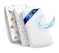Sheet for Moses Basket Bassinet Crib and Fitted Set of 3: 55x90 cm - 2x Sheets + 1x Waterproof Mattress Protector Set Pram Bed Baby Cot Liner Cover Breathable 55 x 90