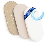 Sheet for Moses Basket Bassinet Crib and Fitted Set of 3: 75 x 35 cm - 2x Sheets + 1x Waterproof Mattress Protector Set Pram Bed Baby Cot Liner Cover Breathable Beige with white stars