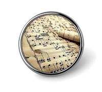 Sheet Music Badge Holder Personalized Round Badge with Picture Pin Aluminum Alloy Button Pin Exquisite Brooch Fashion Button Badges Clothes Decorative Pins