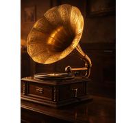 Sheet Music Book - Vintage Gramophone in Elegant Study: Blank Music Manuscript Paper with 12 Staves Per Page for Composition, Songwriting, Lessons, Practice and Musical Ideas | 100 Pages | 8.5" x 11"