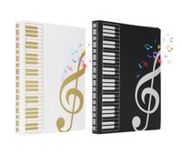 Sheet Music Folder 2 Pack, 80 Pages Sheet Music Organizer for A4 Size, 180° Flat Opening Music Folder, Non-Reflective Music Binder for Choir Piano Performance, Orchestra, Music Students (Black, White)