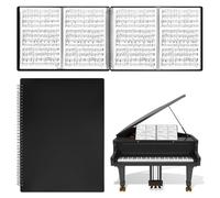 Sheet Music Folder 4 Pages Expand Piano Sheet Music Binder 30 Sleeves 60 Pages A4 Size Black Double Side Writable Choir Folder for Marching Band Piano Fits Letter Size (8.5x11in/216mmx279mm)