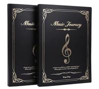 Sheet Music Folder A4 60 Pages, 2PCS Anti-Glare Music Folder for Sheet Music, Write Directly on Paper Without Removing, 180° Flat Opening Choir Folder for Piano Score, Orchestra, Music Students, Black