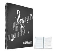 Sheet Music Folder A4 60 Pages, Anti-Glare Music Folder for Sheet Music, Write Directly on Paper Without Removing, 180° Flat Opening Choir Folder for Piano Score, Orchestra, Music Students, Black
