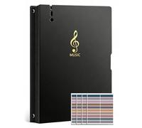 Sheet Music Folder, Choir Folder, A4 Size Piano Score Binder, 30 Sleeves Display 60 Pages, Telescoping 3-Ring Binder, Paper Binder with Index Paste for Music Stand Piano Guitar Score Organizer - Black