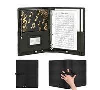 Sheet Music Folders Choir Binder, Leather Choir Music Folder with Handle and Shoulder Binder Strap, Soft Cover Music Folder, Waterproof 4 Ring Binder Music Sheet for Piano, Choir, Stage Speech
