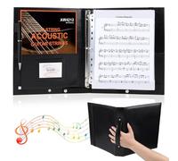 Sheet Music Folders Choir Binder: Piano Music Sheet Holder Storage Fits Letter Size 8.5 x 11 Inch - 3 Ring PU Leather Choral Music Folder with Hand Strap for Guitar, Orchestra, Band (PU Leather)