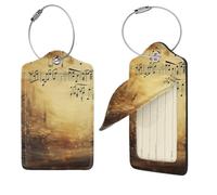 Sheet Music Luggage Tag for Suitcase PU Leather Suitcase Tag with Stainless Steel Loop and Address Card Baggage Tags Cute Bag Name Travel Tags ID Labels for Women Men 4 PCS