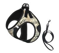 Sheet Music print Dog Harness and Leash Set, Reflective Adjustable Puppy Vest for Small Medium Large Dogs, Cats