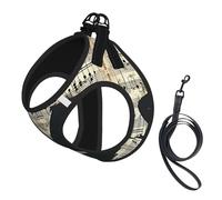 Sheet Music Print Dog Harness Leash Set Reflective Pet Harness Puppy Vest Suitable Dogs Cats Small Breeds