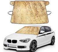 Sheet Music Printed Winter Car Protector, Waterproof Coated Snow Shield, Secure Mirror Strap Auto Cover