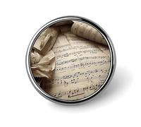 Sheet Music Round Badge for Men Women, Durable & Stylish Lapel Pins, Lightweight Metal Badges for Shirts, Jackets, Hats
