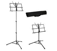 Sheet Music Stand Holder Foldable Music Stand Super Sturdy Adjustable Height Tripod Base Metal Music Stand With Carry Case Bag - For Storage or Travel - Black