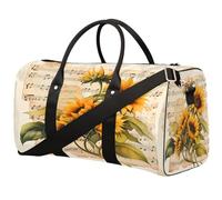 Sheet Music Sunflowers Foldable Travel Duffle Bag Waterproof Sports Gym Bag with Shoulder Straps