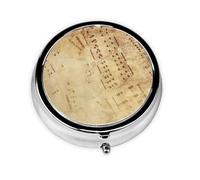 Sheet Music This Small, Round Pill Box is a Portable Travel Medicine Organizer with Three compartments for Storing Daily medications.