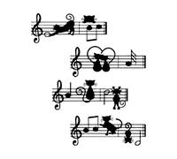 Sheet Music Wall Decal Musical Notes Kittens Melody Cats Cartoon Door Window Vinyl Stickers Living Room Nursery Home Decor Small - 42x36cm