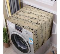 Sheet Music Washer And Dryer Cover with Storage Pockets for The Top Load Dustproof Washing Machine Cover Flax Appliance Protector Mat Pad Home Kitchen Laundry Room Accessory 54.5x20.5 In
