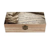 Sheet Music Wooden Keepsake Box with Hinged Lid Handmade Memory Box for Wedding Keepsakes Crafts Jewelry Photos Elegant Decorative Storage Boxes Ideal Bridal Shower Gift