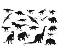 Sheet of 19 Jurassic Dinosaur Silhouette Stickers - Waterproof Decals - T-Rex - Boy Room Decor - Scrapbooking - Dinosaur Party Decorations (Black)