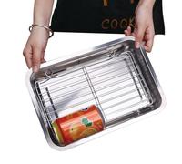 Sheet Pan - 27x20x4.8cm Rimmed Baking Tray, Stainless Steel Bakeware, Cookie Pan with Cooling Rack | Large Thick Kitchen Tool for Bread Cake and Meat Vegetable Oven Roasting Home BBQ Grilling