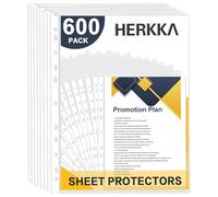 Sheet Protectors, HERKKA 600 Pack Upgrade Clear Plastic Page Protectors Sheet Reinforced 11-Hole Fit for 3 Ring Binder Fits Standard 8.5 x 11 Paper, 9.25 x 11.25 Top Loaded, Acid Free