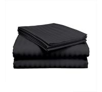 Sheet Set for Bed - 4 Piece Bedding 100% Egyptian Cotton with 600TC Luxury Soft - Machine Washable Cotton Sheets & Pillowcases - 40 CM Deep Pocket -Dark Grey Stripe, Emperor Size