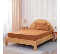 Sheet Story Bamboo King Size Fitted Sheets - 41cm Deep Pocket - 400 Thread Count - Hypoallergenic, Soft and Cooling Fitted Sheets King Size - Terracotta