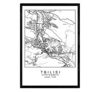 Sheet Tbilisi city map Nordic style black and white. Poster A4 Printed paper No 250 gr. Paintings, prints and posters for living room and bedroom