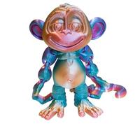 SHEETA 3D Printed Monkey Toy Figure, Articulated PLA, 14 cm / 5.5 in, Gift Idea, FlexiFactory Licensed (Candy Color)