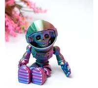 SHEETA 5 Inch 3D Printed Space Zombie Astronaut Fidget Toy, Flexible Articulated Skeleton Figurine, Poseable Halloween Desk Décor, Sci-Fi Collectible Gift for Teens Adults Men Women (Holographic)