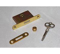 SheetMusicNorthwest Upright Piano Lock 4 Piece Kit - Brass Vertical Piano, Includes Lock, Key, Striker Plate, Escutcheon