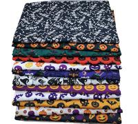 Sheets 8 Styles Halloween Fabric Fat Quarter Fabrics Bundles Precut Patchwork -Color Pumpkin Pattern Cloths for Sewing Crafts DIY Decorations Knitting (E, 25X25CM)
