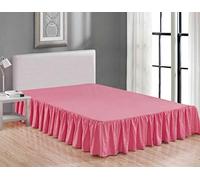 Sheets & Beyond Wrap Around Solid Microfiber Luxury Hotel Quality Fabric Bedroom Gathered Ruffled Bedding Bed Skirt 14 Inch Drop (King, Pink)