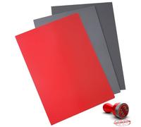 Sheets of Rubber Stamp, A4 Size Soft Rubber Mats for Laser Cutters, 0.09 Inch Rubber Carving Blocks, Dark Gray+Light Gray+Red, 3Pcs for Laser Engraving Machine