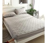 Sheets,Quilted Thick Bedsheets Fitted Bed Sheet with Elastic Band Velvet Mattress Cover Luxury Bedding Queen King,90x200,grey,Extra Deep Skirt | Bedsheets Fitted Sheet Style Bed Cover