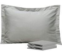 SHEETSPA 1000 Thread Count 100% Long Staple Egyptian Cotton 2 Piece Oxford Pillow Shams Silver Grey Standard Size 50cm x 75cm + 5cm Hem, Soft 2 Oxford Plain Silver Grey Pillow Shams in Gift Box