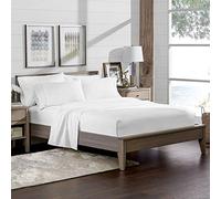 Sheetspa Hotel Quality 1000 Thread Count 100% Egyption Cotton Superior 1 Piece Fitted Bed Sheet White Extra Deep 12"/30cm UK Double (140cm x 200cm) Fitted Sheet Solid White