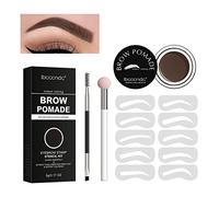 SHEEYOON Eyebrow Stamp Stencil Kit, One Step Brow Shaping Kit with Brow Pomade and 10 Easy Brow Stencils, Waterproof & Long Lasting Brow Pomade and Stencils Kit (03 Medium-Brown)