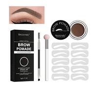 SHEEYOON Eyebrow Stamp Stencil Kit - One Step Brow Shaping with Pomade and 10 Easy Stencils, Waterproof & Long Lasting (01 Light- Brown)