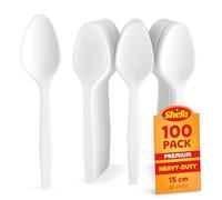 Shefa 100 Premium Spoons, Heavy Duty Spoons, Microwave-Safe Tablespoon, 6" Long for Birthday, Parties, Camping