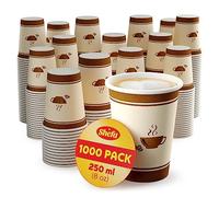 Shefa 1000 8oz Paper Cups - Heat-Resistant, BPA-Free, Hot or Cold Drinks, Takeaway Coffee or Tea Cups
