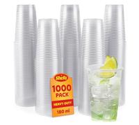 Shefa 1000 Clear Plastic Cups - for Beer, Water, & Juice, for Dessert & Cold Drinks - Slush's & Milkshake, Cocktail - 180ml Plastic Glasses