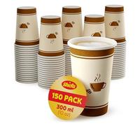 Shefa 10oz, 150 Coffee Cups - Paper Cups for Hot Drinks or Cold Drinks, Hot Cup Takeaway for Coffee Shops - Heat-Resistant Cup, BPA-Free Paper Coffee Cups - Hot Drink Cups