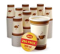 Shefa 10oz, 250 Coffee Cups - Paper Cups for Hot Drinks or Cold Drinks, Hot Cup Takeaway for Coffee Shops - Heat-Resistant Cup, BPA-Free Paper Coffee Cups - Hot Drink Cups