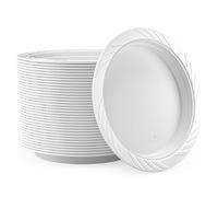 Shefa 200 White Plates - Reusable & Washable Plate, Heavy Duty Dinnerware, Microwave-Safe Crockery - Ideal for Birthday, Parties, Camping, Catering (White 7inch Plates)