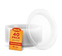Shefa 40 Clear Plates, Reusable & Washable, Heavy Duty Dinnerware, Microwave-Safe Crockery - Ideal for Birthday, Parties, Camping, Catering (7 inch Plates, Clear)…