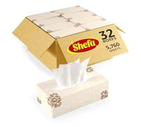 Shefa 5760 Facial Tissues Bulk Paper Box - 32 Flat Box with Grab-and-Go Opening, 2-Ply Soft Tissue for Face & Nose,Home, Office, & Classroom Use