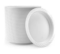 Shefa 800 White Plates - Reusable & Washable Reusable Plate, Heavy Duty Dinnerware, Microwave-Safe Crockery - Ideal for Birthday, Parties, Camping, Catering